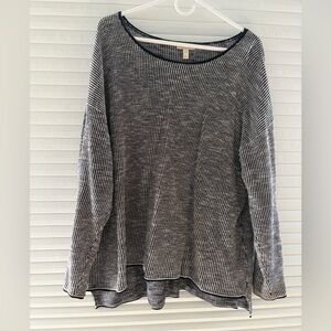 Eileen Fisher Black and White Textured Long Sleeve Top